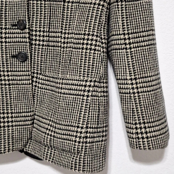 Lauren Ralph Lauren Blk Cream Quiet Luxury Wool Careerwear Houndstooth Blazer *6 - Picture 5 of 14